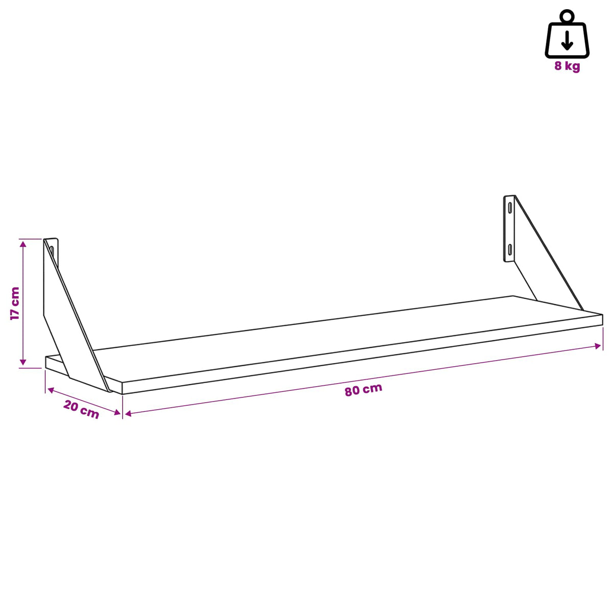 Seinähyllyt 2 kpl Harmaa Sonoma 80 x 20 x 17 cm