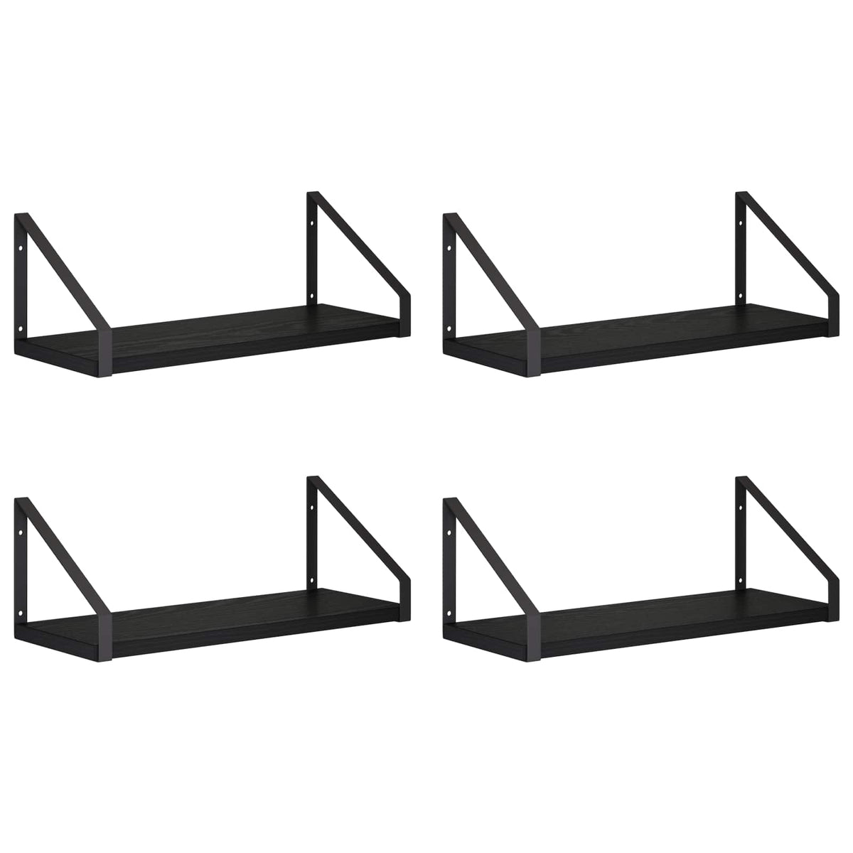 Seinähyllyt 4 kpl Musta tammi 40 x 16 x 15,5 cm