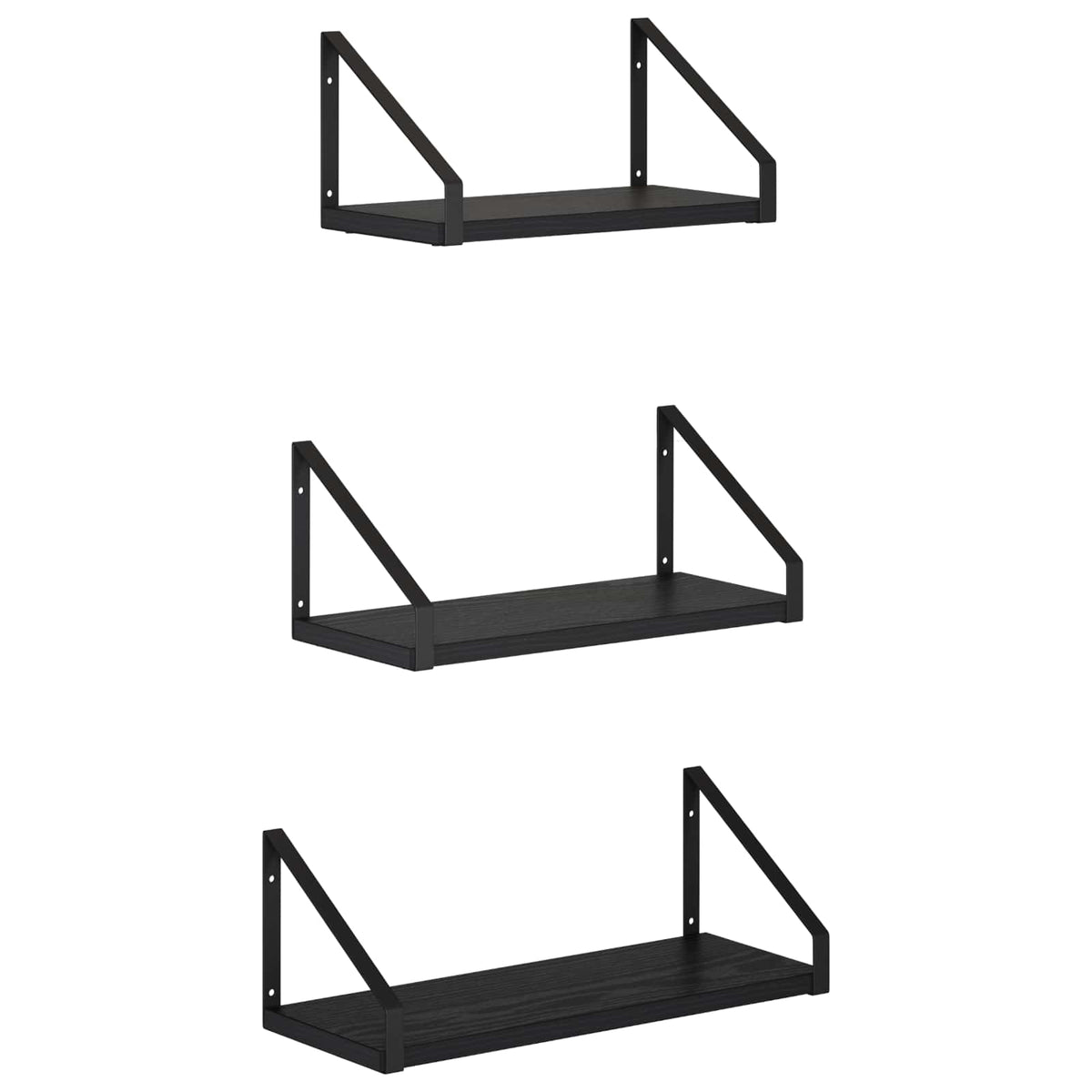 Seinähyllyt 3 kpl Musta tammi 40 x 16 x 15,5 cm
