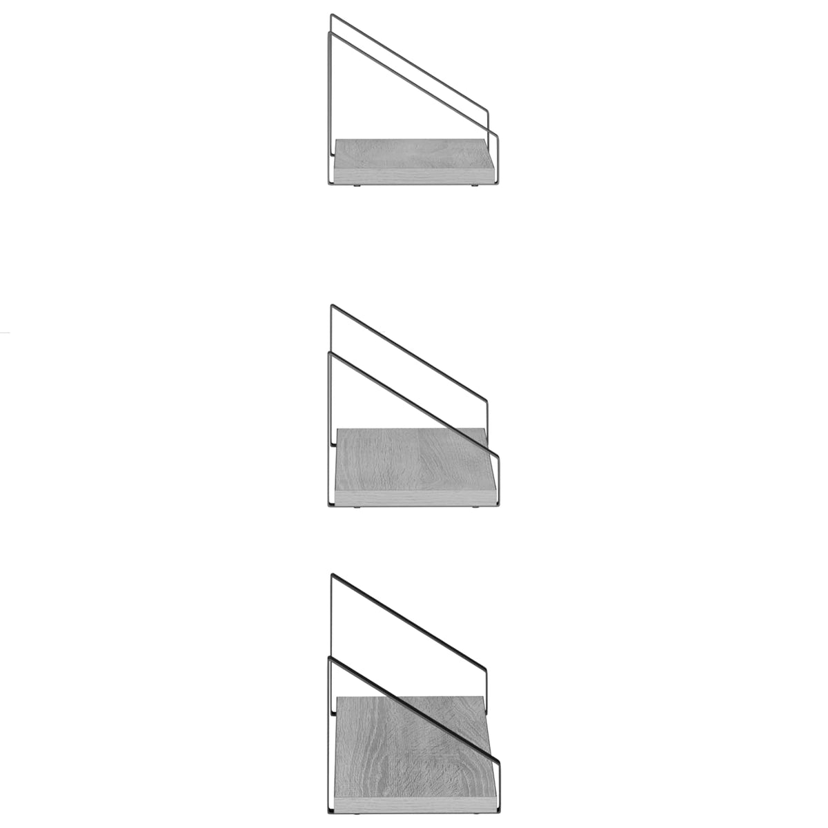 Seinähyllyt 3 kpl Harmaa Sonoma 40 x 16 x 15,5 cm