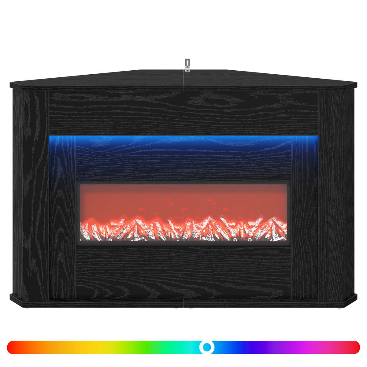 Koristetakka LED-valonauhalla Musta tammi 95 x 42,5 x 60 cm