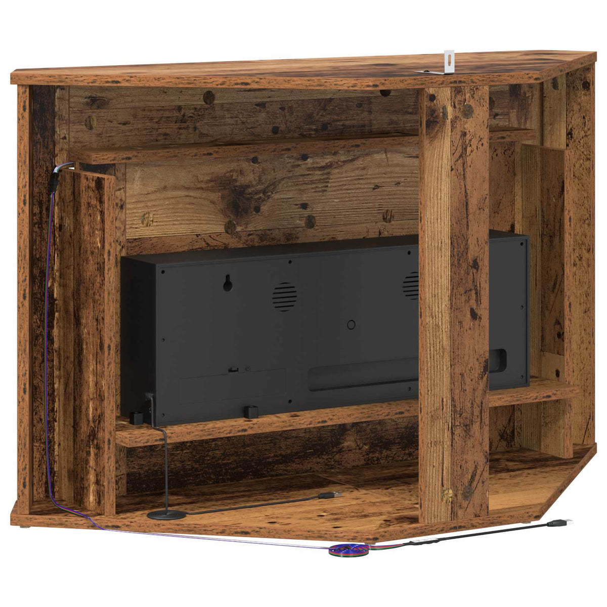 Koristetakka LED-valonauhalla Vanha puu 95 x 42,5 x 60 cm
