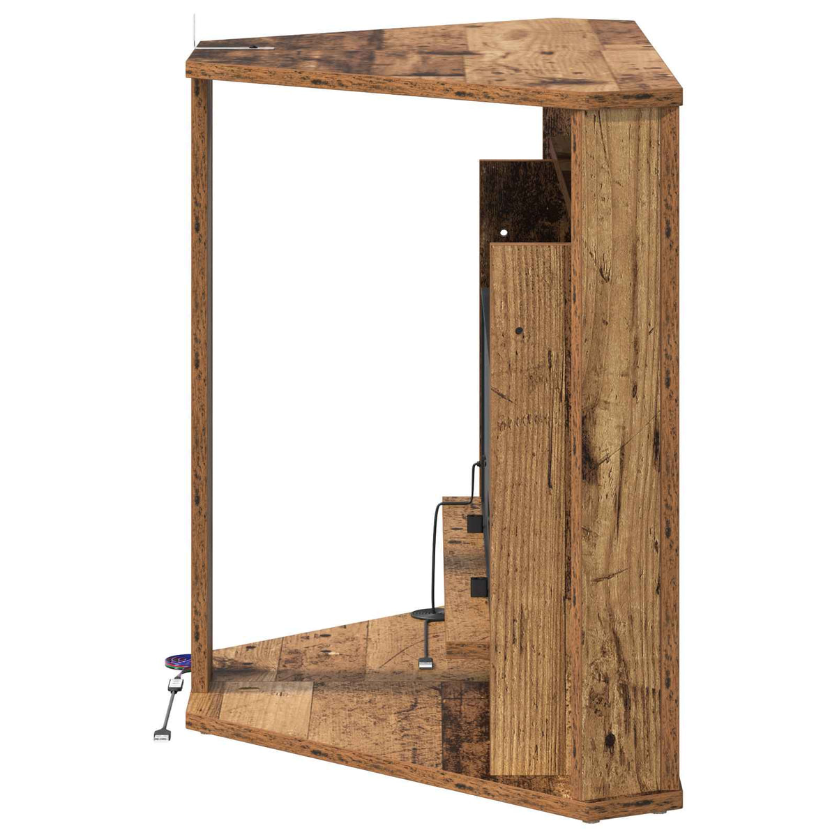 Koristetakka LED-valonauhalla Vanha puu 95 x 42,5 x 60 cm