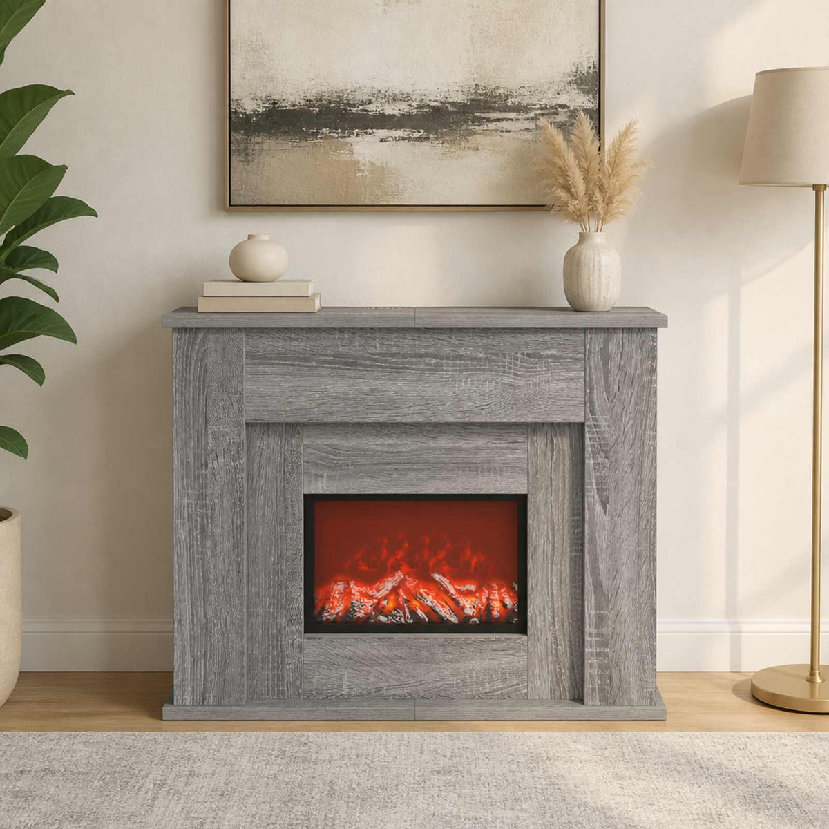 LED-nauhalla varustettu takka Harmaa Sonoma 63 x 20 x 54,5 cm