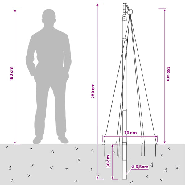 Joulukuusen valosarja piikillä ja lipputangolla 180 cm