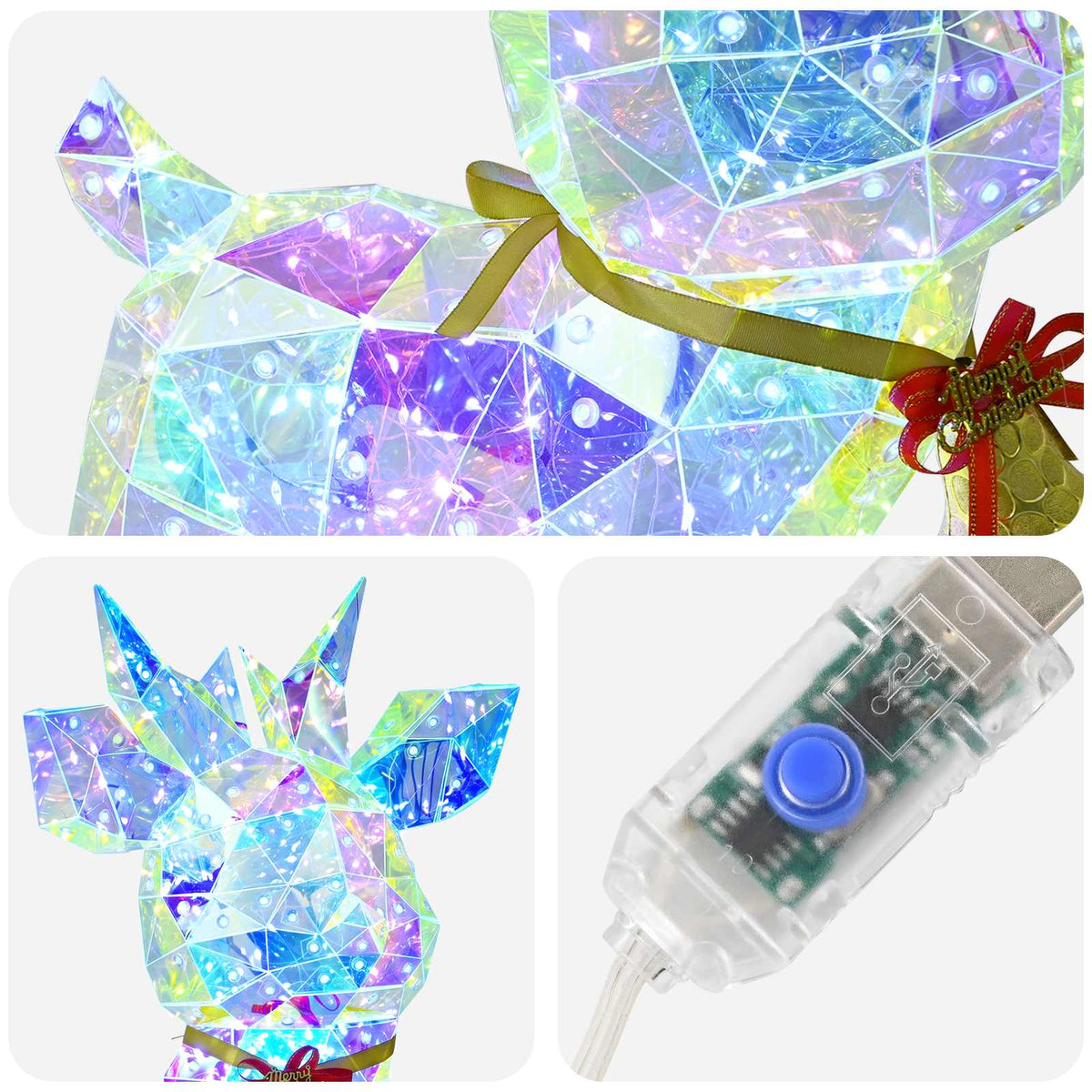 Prismaattinen irisoiva LED-poro kellolla Monivärinen