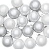 Joulupallosetti 30 kpl Hopea ja valkoinen 6 cm Polystyreeni