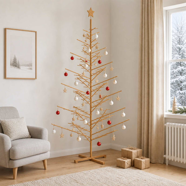 Puinen Joulukuusi KOTKA 240 cm Bambu ja täysi mänty Ruskea