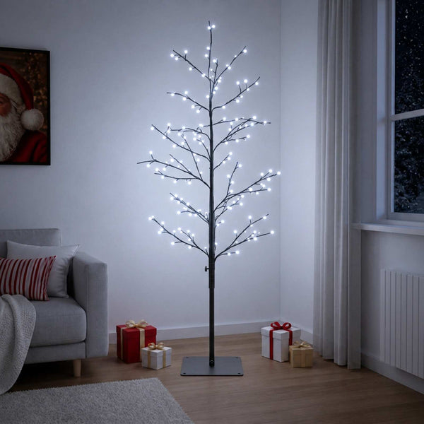 Koristekoivu valoilla Musta 120 cm Teräs 279 LEDiä