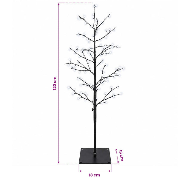 Koristekoivu valoilla Musta 120 cm Teräs 279 LEDiä