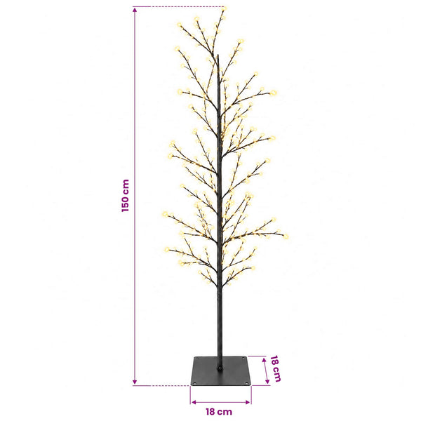 Koristekoivu valoilla Musta 150 cm Teräs 360 LEDiä