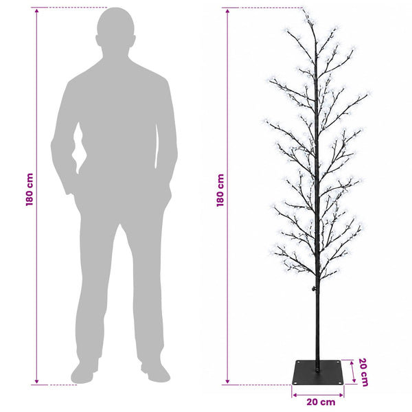 Koristekoivu valoilla Musta 180 cm Teräs 459 LEDiä