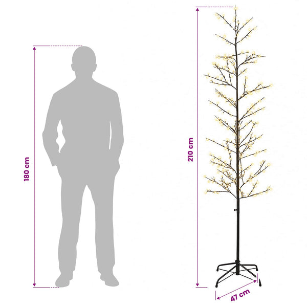 Koristekoivu valoilla Musta 47 x 210 cm Teräs 567 LEDiä