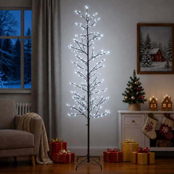 Koristekoivu valoilla Musta 47 x 240 cm Teräs 675 LEDiä
