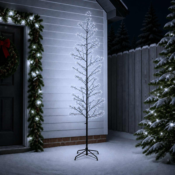 Koristekoivu valoilla Musta 47 x 240 cm Teräs 675 LEDiä