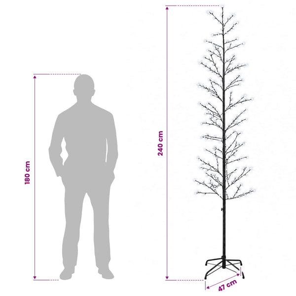 Koristekoivu valoilla Musta 47 x 240 cm Teräs 675 LEDiä