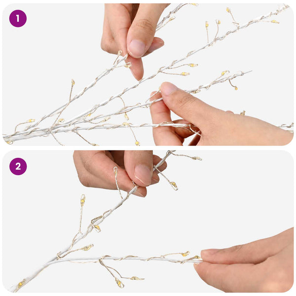 Koristekoivu valoilla valkoinen 18 x 18 x 120 cm Teräs