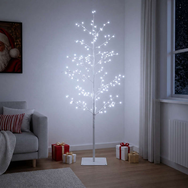 Koristekoivu valoilla valkoinen 120 cm Teräs 279 LEDiä