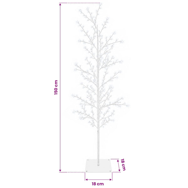 Koristekoivu valoilla valkoinen 150 cm Teräs 360 LEDiä