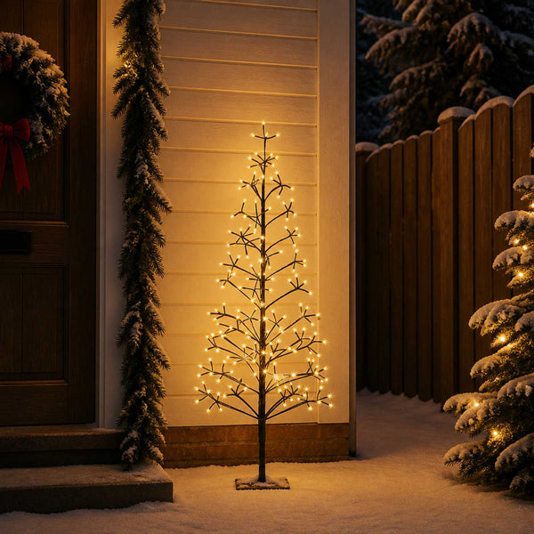 LED-valonauhakuusi Musta 150 cm Teräs 164 LEDiä
