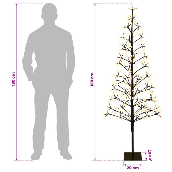 LED-valonauhakuusi Musta 20 x 20 x 180 cm Teräs 196 LEDiä