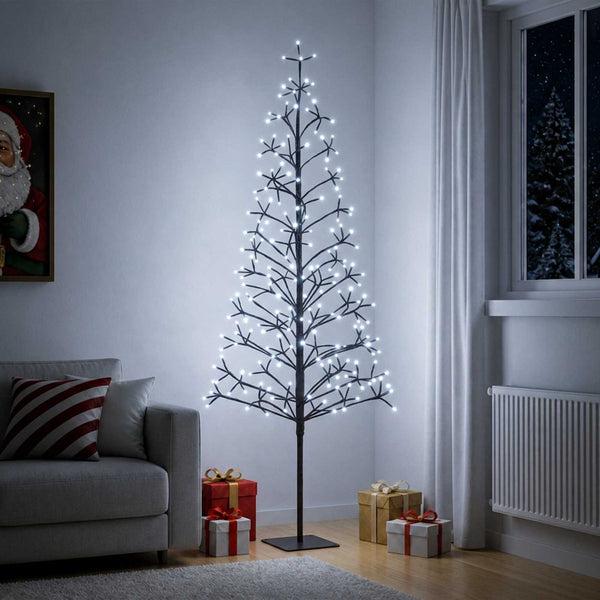 LED-valonauhakuusi Musta 180 cm Teräs 196 LEDiä