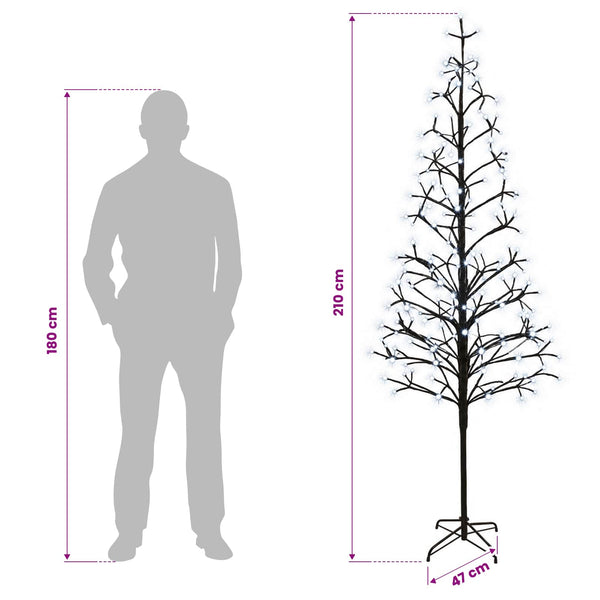LED-valonauhakuusi Musta 47 x 210 cm Teräs 228 LEDiä