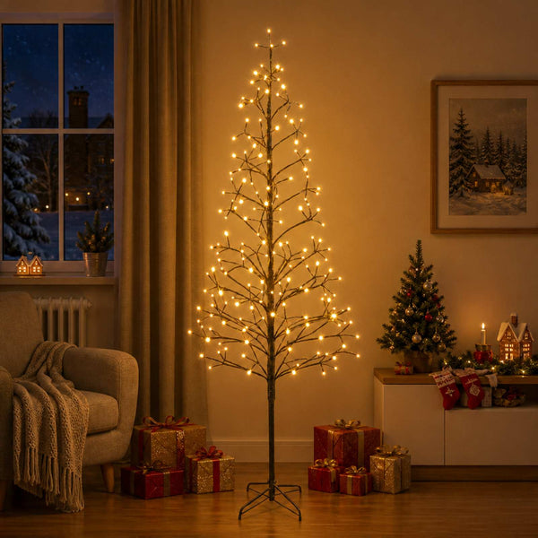 LED-valonauhakuusi Musta 240 cm Teräs 268 LEDiä