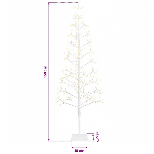 LED-valonauhakuusi valkoinen 18 x 18 x 150 cm Teräs 164 LEDiä