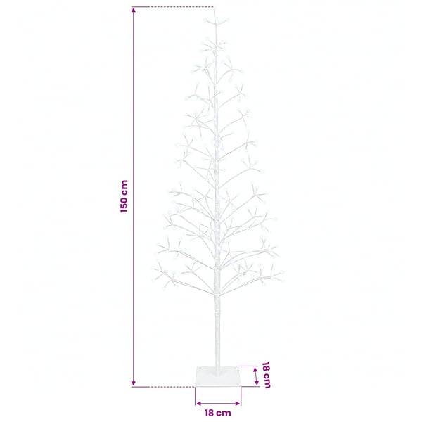 LED-valonauhakuusi valkoinen 18 x 18 x 150 cm Teräs 164 LEDiä