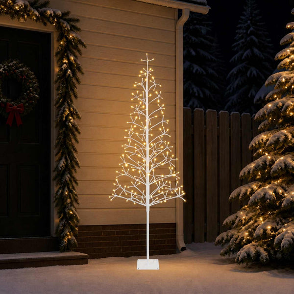 LED-valonauhakuusi valkoinen 20 x 20 x 180 cm Teräs 196 LEDiä