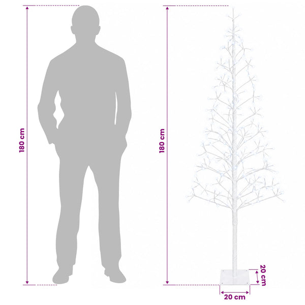 LED-valonauhakuusi valkoinen 180 cm Teräs 196 LEDiä