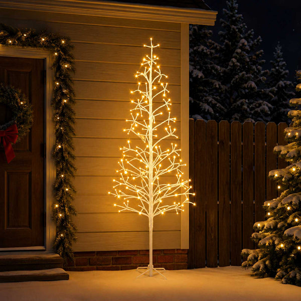 LED-valonauhakuusi valkoinen 210 cm Teräs 228 LEDiä