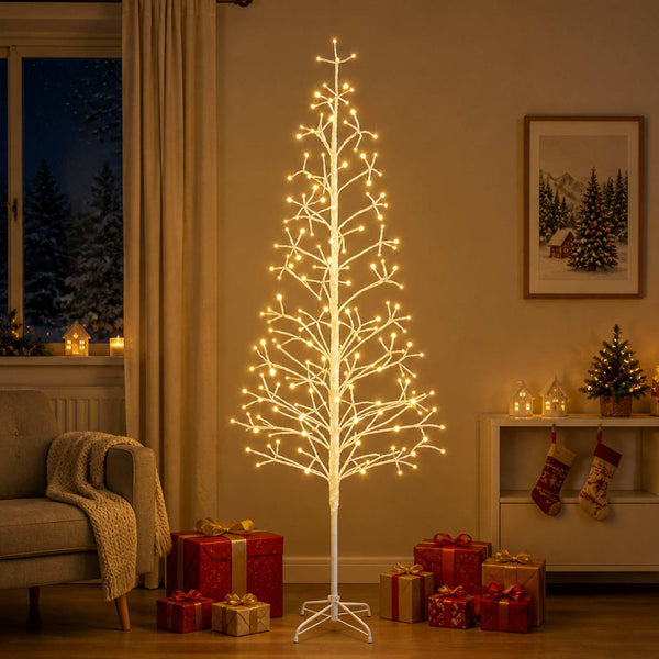 LED-valonauhakuusi valkoinen 210 cm Teräs 228 LEDiä