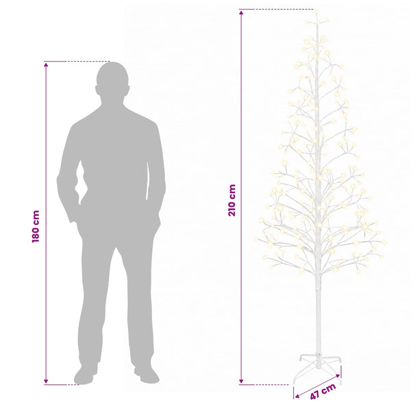 LED-valonauhakuusi valkoinen 210 cm Teräs 228 LEDiä