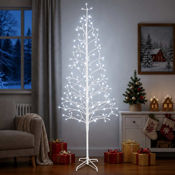 LED-valonauhakuusi valkoinen 47 x 210 cm Teräs 228 LEDiä