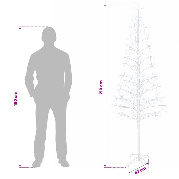 LED-valonauhakuusi valkoinen 47 x 210 cm Teräs 228 LEDiä