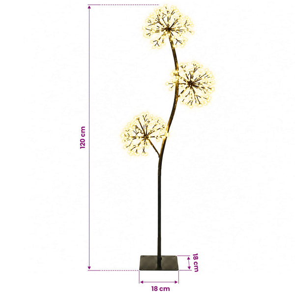S-muotoinen LED-joulukuusi Musta 18 x 18 x 120 cm Teräs