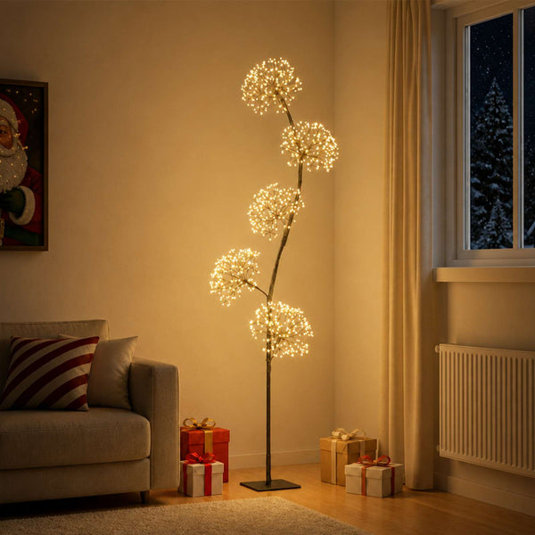 S-muotoinen LED-joulukuusi Musta 20 x 20 x 175 cm Teräs