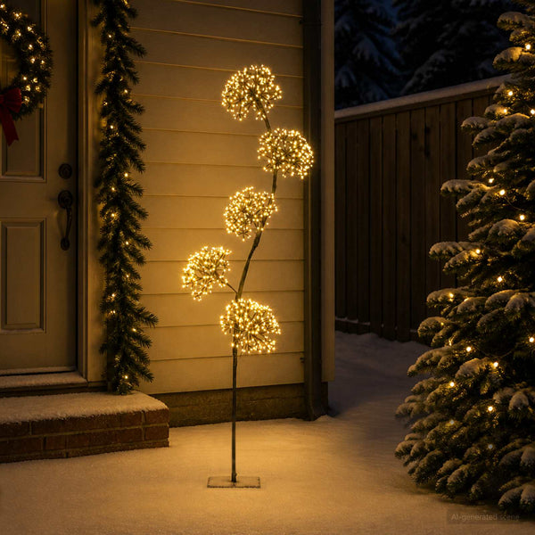 S-muotoinen LED-joulukuusi Musta 20 x 20 x 175 cm Teräs