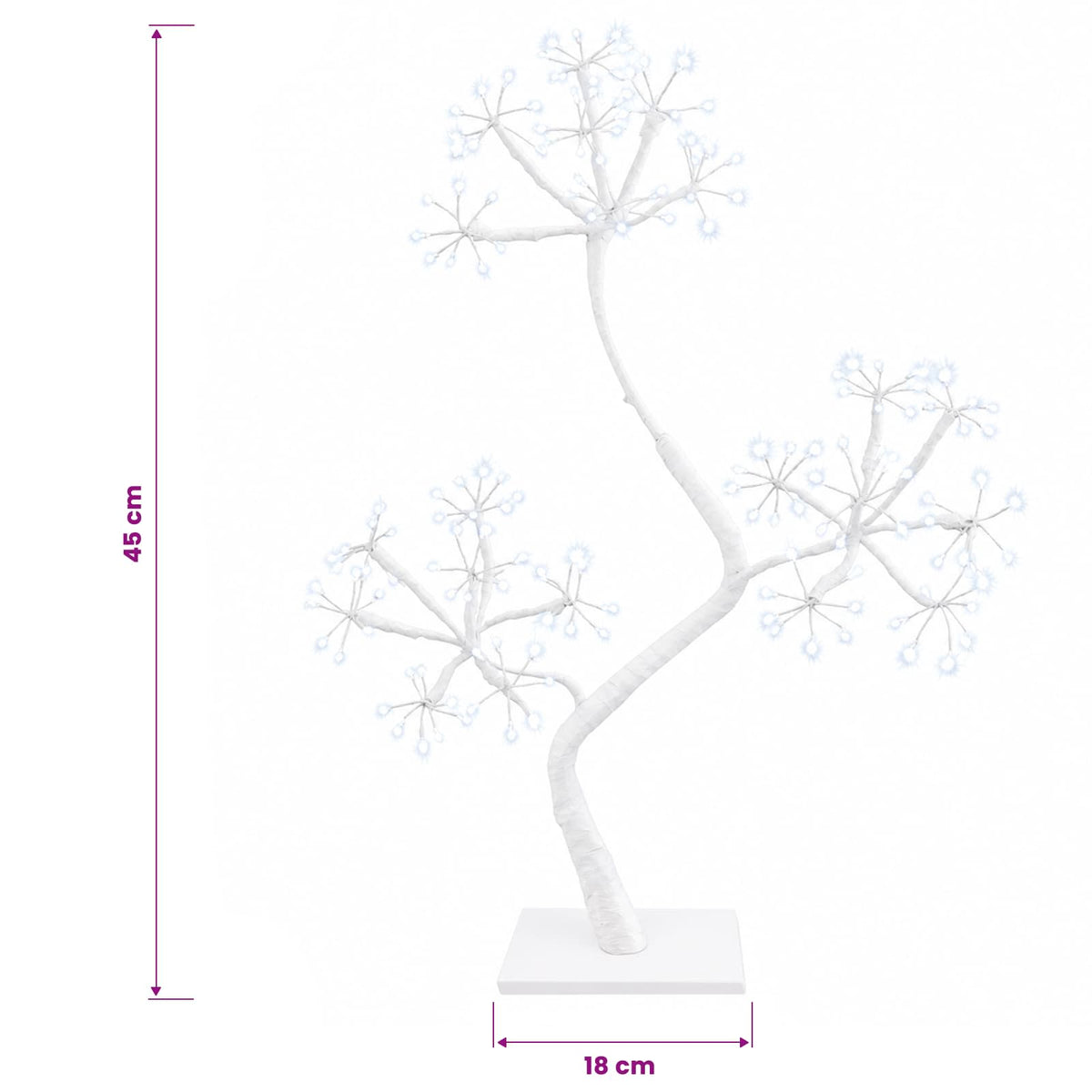 S-muotoinen LED-joulukuusi 2 kpl valkoinen 18 x 18 x 45 cm