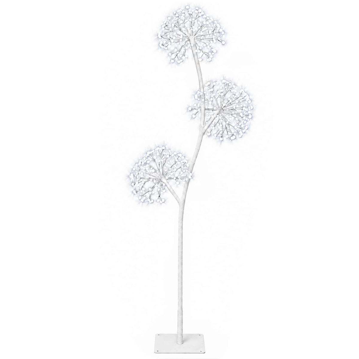 S-muotoinen LED-joulukuusi valkoinen 18 x 18 x 120 cm Teräs