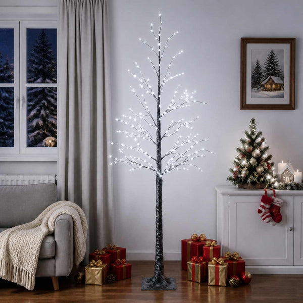 Lumipeitteinen LED-joulukuusi Ruskea 25 x 25 x 210 cm Muovi
