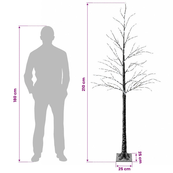 Lumipeitteinen LED-joulukuusi Ruskea 25 x 25 x 210 cm Muovi
