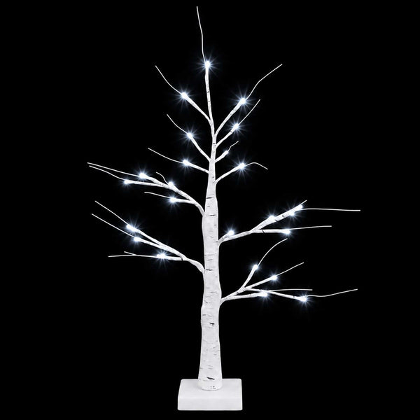LED-koivujoulukuusi 2 kpl valkoinen 10 x 10 x 58 cm Muovi