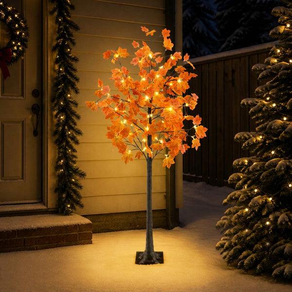 LED-vaahterakoristepuu Ruskea 180 cm Muovi 120 LEDiä