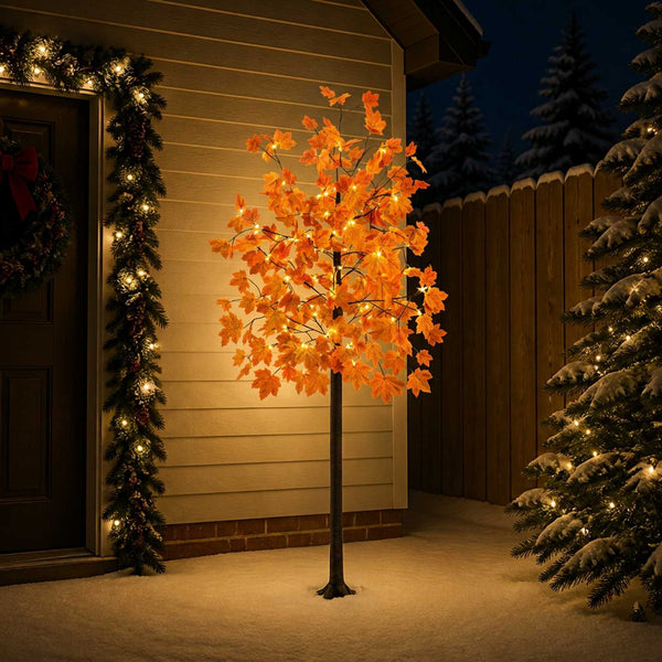 LED-vaahterakoristepuu Ruskea 240 cm Muovi 192 LEDiä