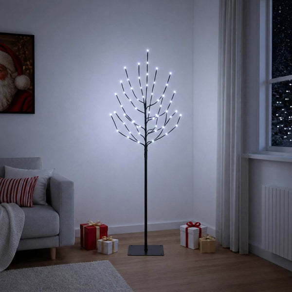 LED-joulupuu Musta 150 cm Teräs 140 LEDiä