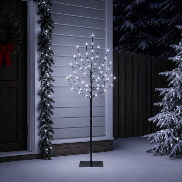 LED-joulupuu Musta 120 cm Teräs 100 LEDiä