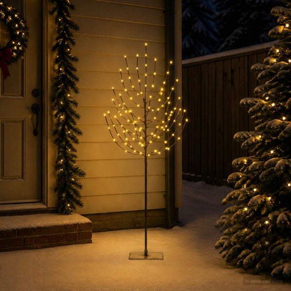 LED-joulupuu Musta 20 x 20 x 180 cm Teräs 160 LEDiä